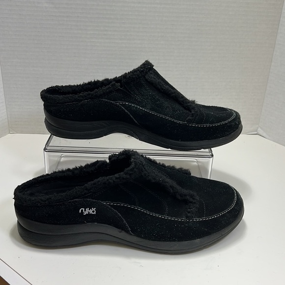 Ryka Black Fleece-Lined Mules - Picture 3 of 12